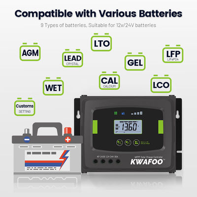 6 مرحلة شحن mppt 30a جهاز تحكم الشحن الشمسي