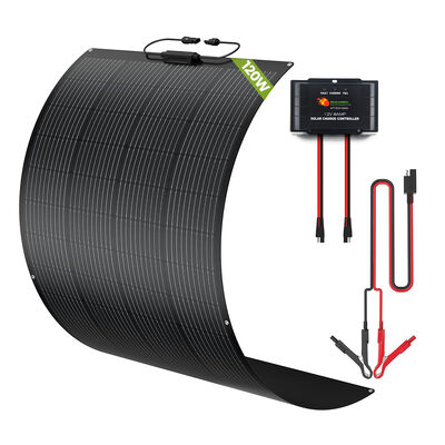 100 واط 120 واط مجموعة ألواح شمسية خفيفة الوزن للمركبات الترفيهية لنظام 12 فولت للمنزل المتنقل مع وحدة تحكم شحن ذكية مقاومة للماء IP65 لكل من بطاريات الرصاص الحمضية والليثيوم