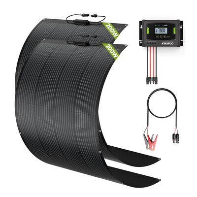 مجموعة من الألواح الشمسية بقوة 400 واط مع جهاز تحكم شحن مبت و 2 أجزاء من الألواح الشمسية شبه المرنة ، مناسبة لـ 8 أنواع مختلفة من البطاريات ،