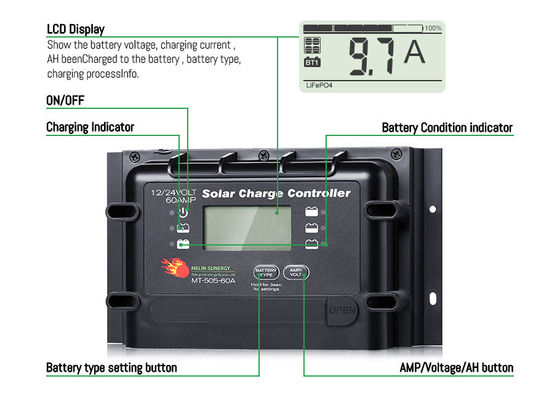سعر جيد LCD LED 60 Amp رقمي تحكم الشحن الشمسي مع شاشة تحكم عن بعد اختياري الانترنت